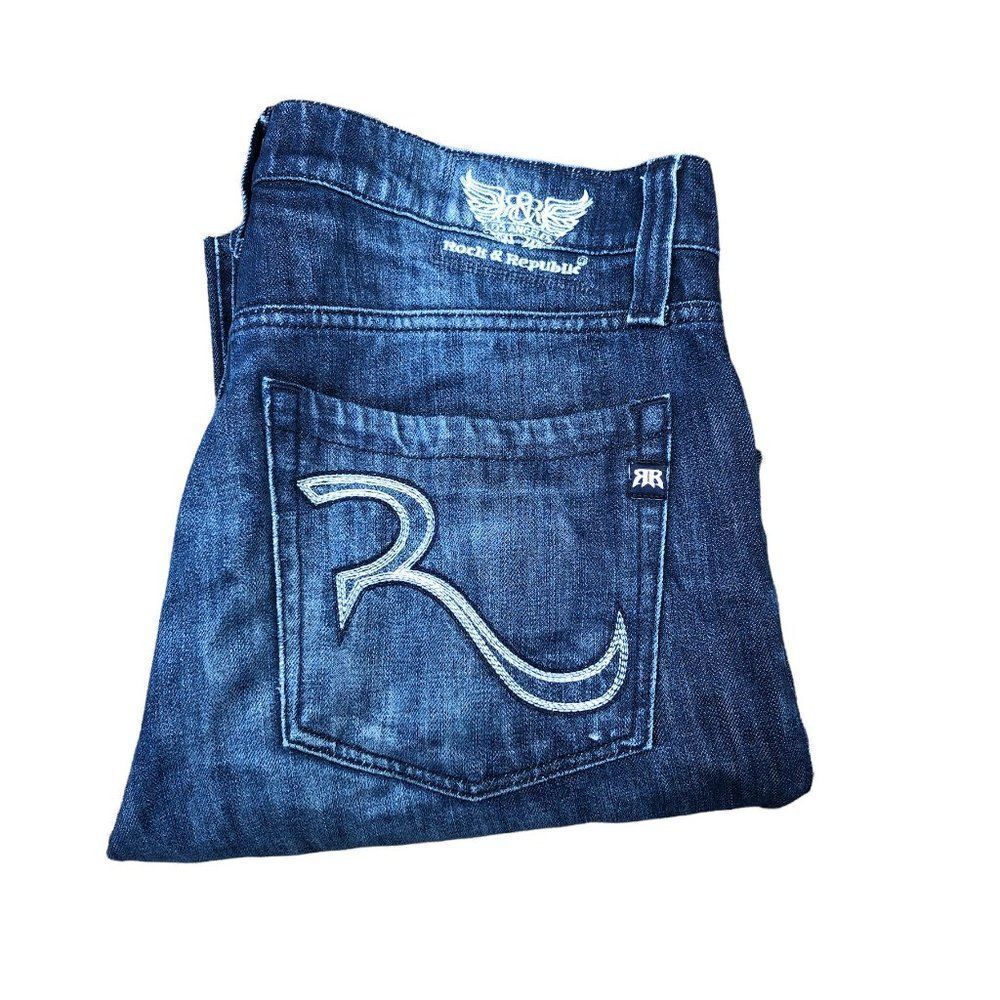 Rock & Republic Embroidered Jeans Size 36 Blue